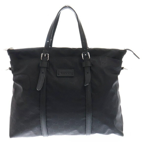 Gucci GG Nylon Handbag Tote Bag Black - Picture 1 of 6
